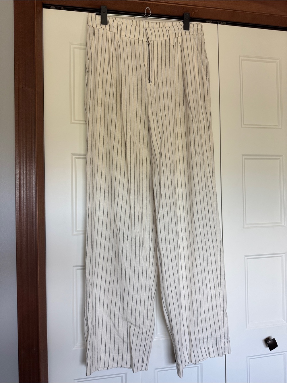 a new day Cream Pinstripe Wide-Leg Chinos with Elastic Waist